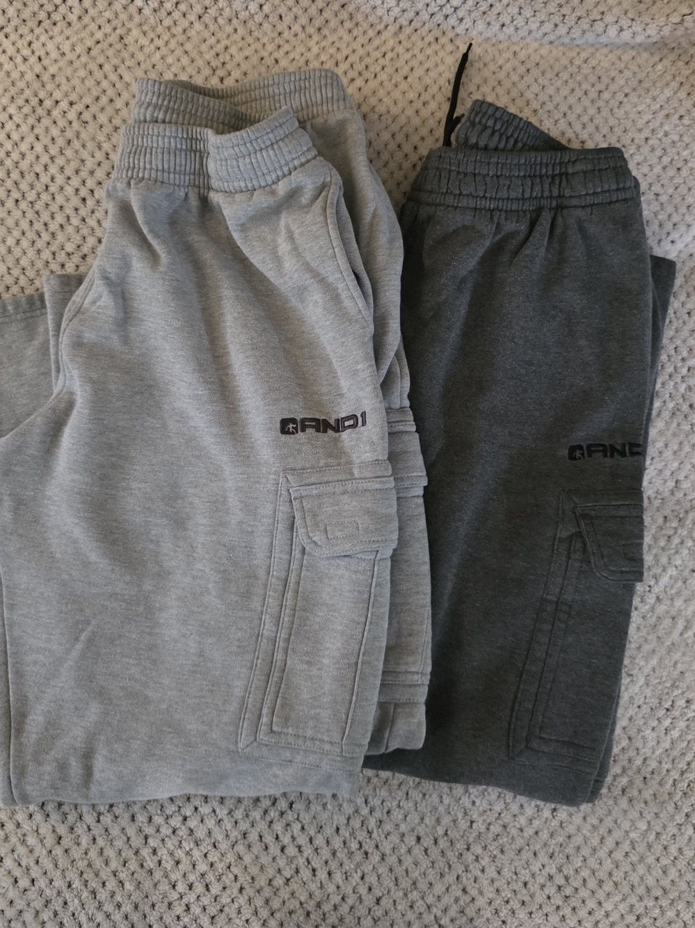 And1 Men's Cargo Joggers in Light Gray & Dark Gray